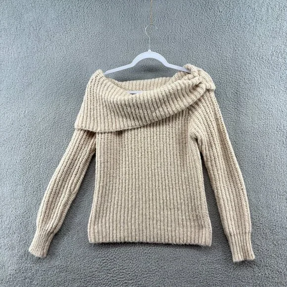Meshki Cream Off-the-Shoulder Knit Sweater - Picture 3 of 12